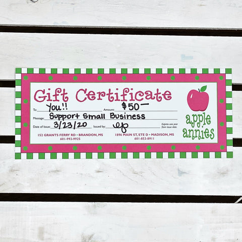 $50 Gift Card – Apple Annie's Gift Shop